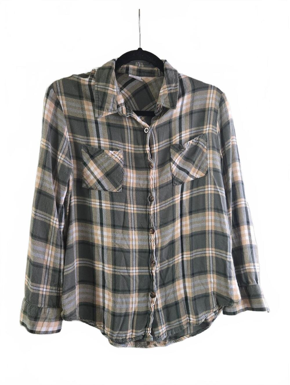 No Boundaries Women's Medium Plaid Button-Up Shirt